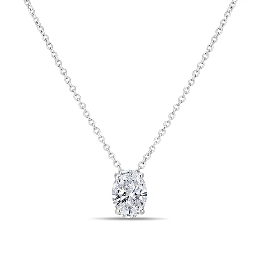 GIOVE MIO NECKLACE IN 14KT WHITE GOLD WITH LAB-CREATED OVAL DIAMOND PENDANT 1.01CT – 45 CM IN LENGTH