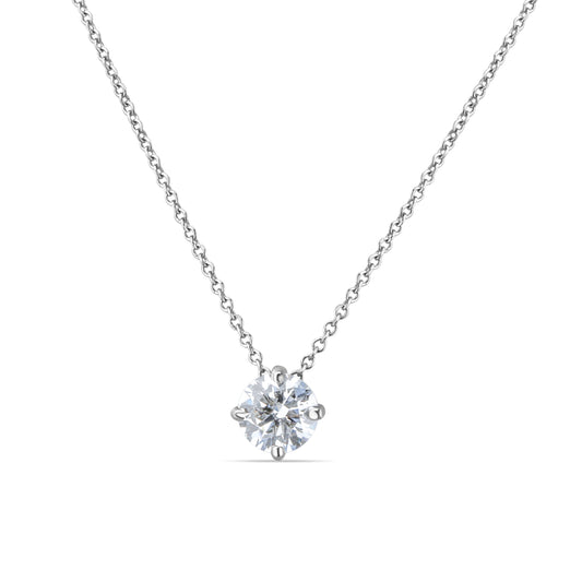 GIOVE MIO NECKLACE IN 14KT WHITE GOLD WITH LAB-CREATED ROUND DIAMOND PENDANT 1.03CT – 45 CM IN LENGTH