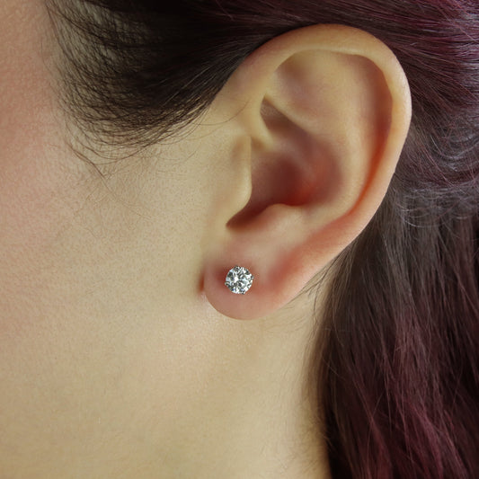 GIOVE MIO STUD EARRINGS IN 14KT WHITE GOLD WITH LAB-CREATED ROUND DIAMONDS 1.05CT