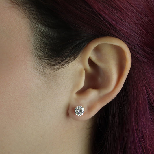 GIOVE MIO STUD EARRINGS IN 14KT WHITE GOLD WITH LAB-CREATED ROUND DIAMONDS 2.00CT