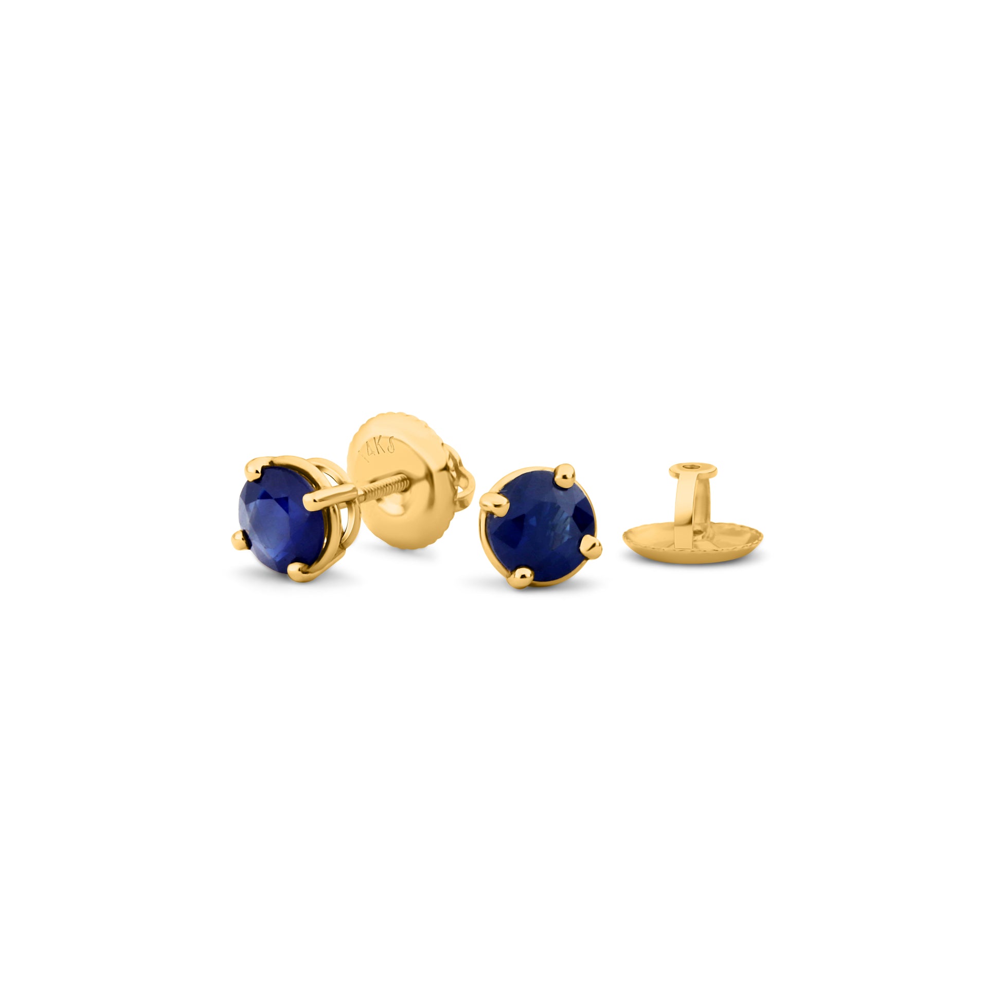GIOVE MIO Studs en Oro Amarillo de 14Kt con Zafiros Azules. Oro 14Kt / Amarillo / 5MM