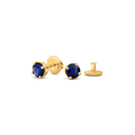 GIOVE MIO Studs en Oro Amarillo de 14Kt con Zafiros Azules. Oro 14Kt / Amarillo / 5MM