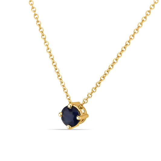 GIOVE MIO NECKLACE IN 14KT YELLOW GOLD WITH ROUND BLUE SAPPHIRE PENDANT 1.00CT – 45 CM IN LENGTH