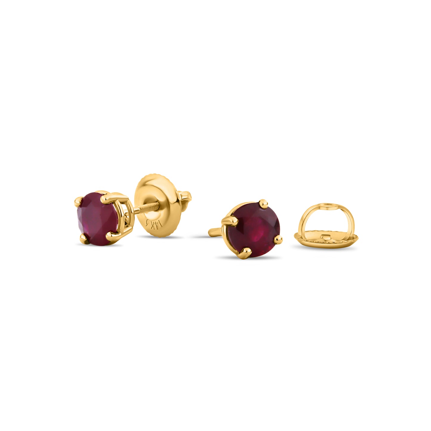 GIOVE MIO Studs en Oro Rosado de 14Kt con Rubíes. Oro 14Kt / Rosado / 5MM