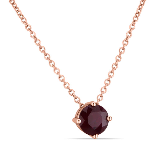 GIOVE MIO NECKLACE IN 14KT ROSE GOLD WITH ROUND RUBY PENDANT 1.70CT – 45 CM IN LENGTH