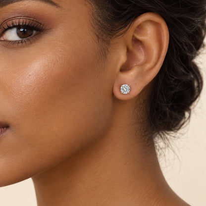 GIOVE MIO Studs en Oro Rosado de 14Kt con Diamante Creado en Laboratorio. Oro 14Kt / Rosado / 5MM
