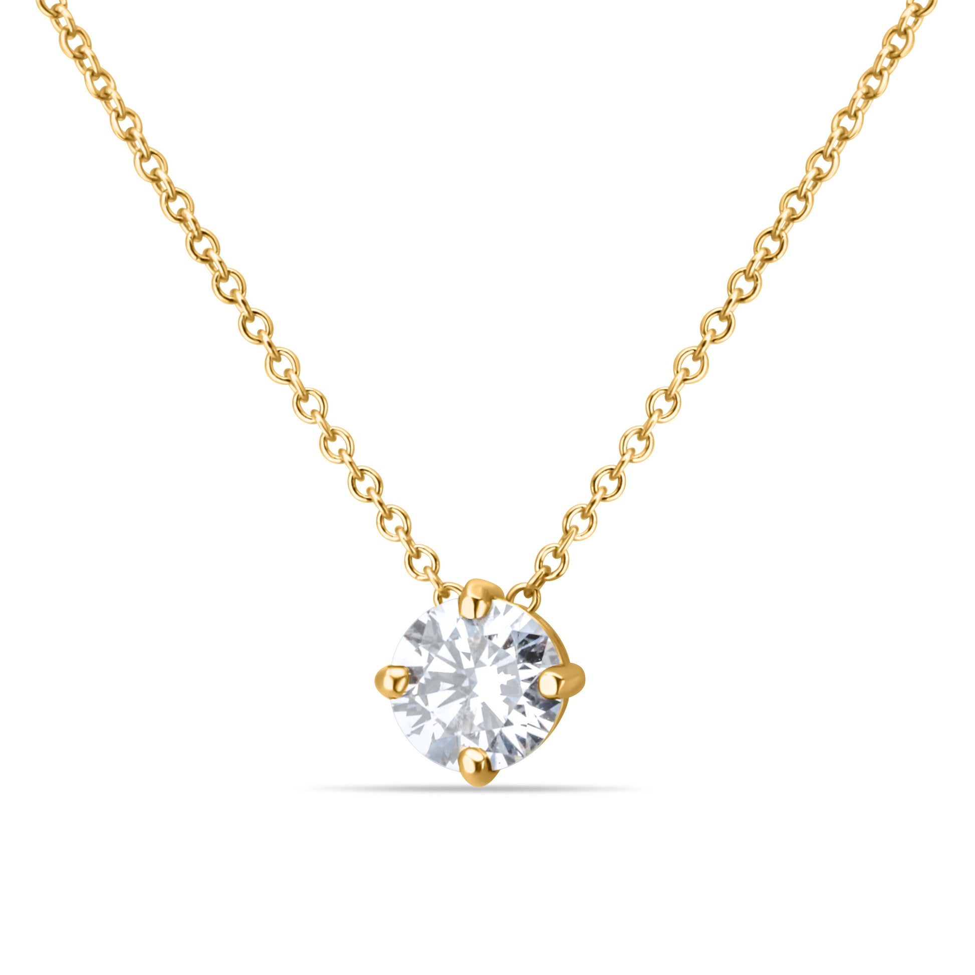 GIOVE MIO NECKLACE IN 14KT YELLOW GOLD WITH LAB-CREATED ROUND DIAMOND PENDANT 0.72CT – 45 CM IN LENGTH