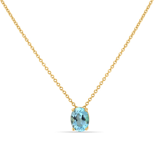 GIOVE MIO NECKLACE IN 14KT YELLOW GOLD WITH OVAL SKY BLUE TOPAZ PENDANT 1.34CT – 45 CM IN LENGTH