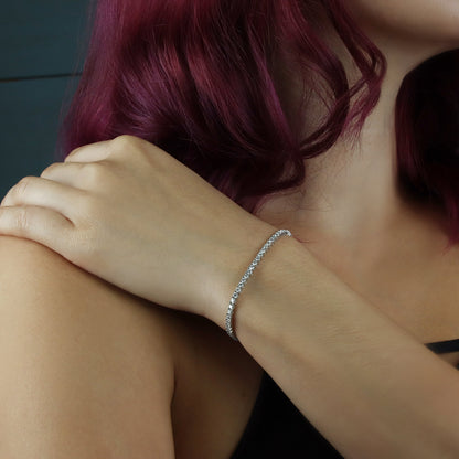 GIOVE MIO Pulsera Tennis en Oro Blanco de 14Kt con Diamante Creado en Laboratorio. Oro 14Kt / Blanco