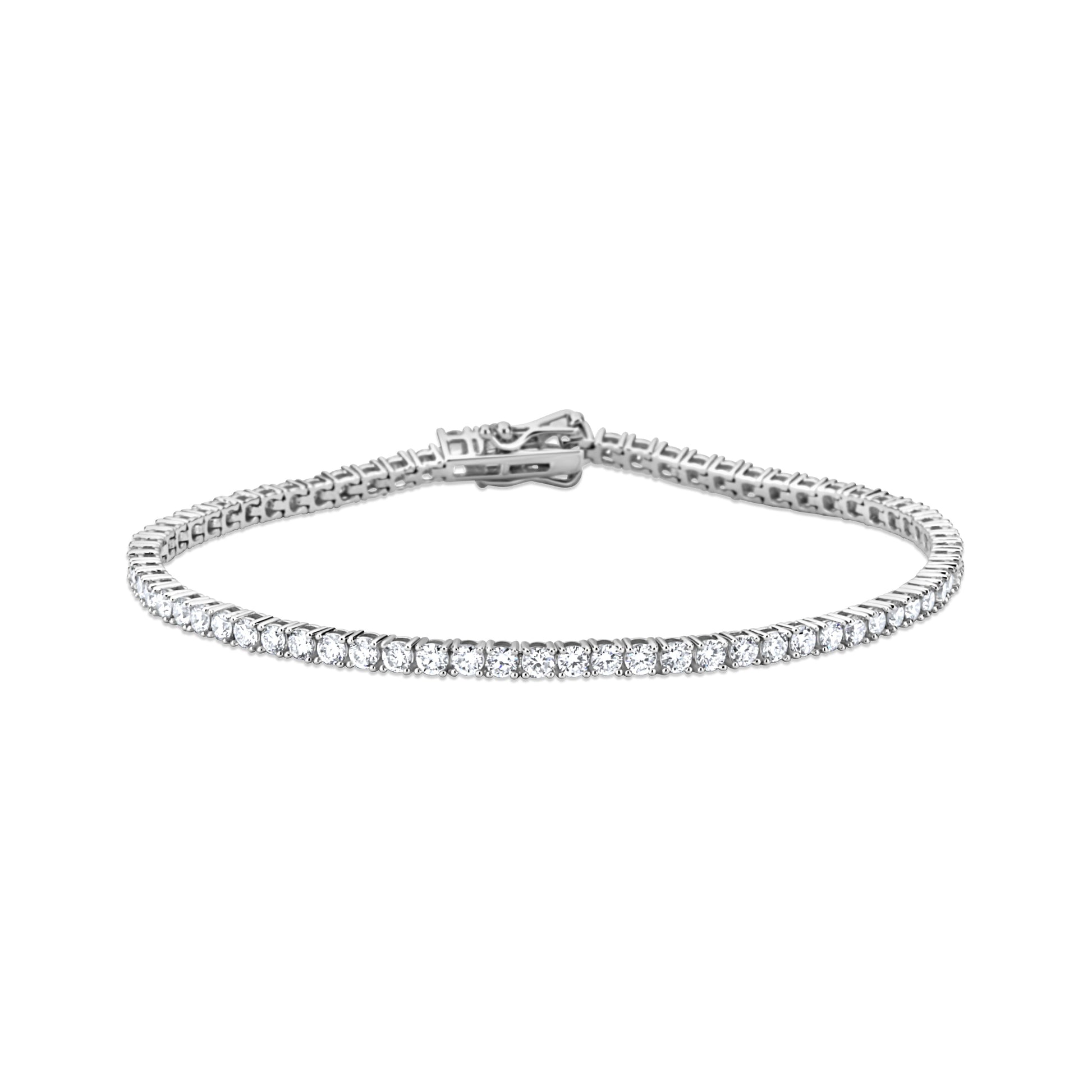 GIOVE MIO 14KT WHITE GOLD TENNIS BRACELET WITH 3CT LAB-CREATED ROUND DIAMONDS