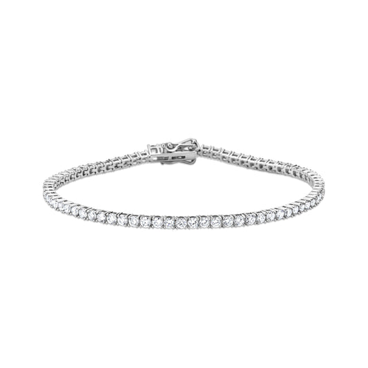 GIOVE MIO 14KT WHITE GOLD TENNIS BRACELET WITH 3CT LAB-CREATED ROUND DIAMONDS