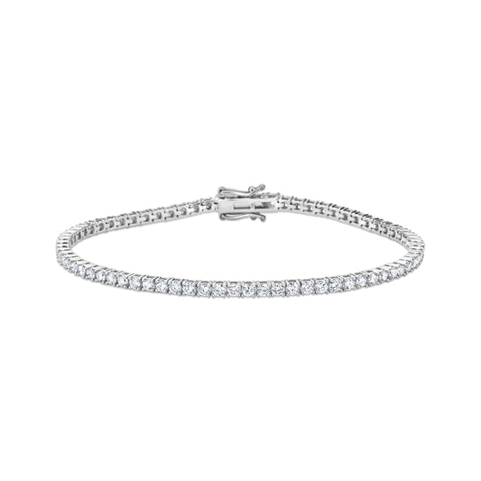 GIOVE MIO 14KT WHITE GOLD TENNIS BRACELET WITH 3CT LAB-CREATED ROUND DIAMONDS