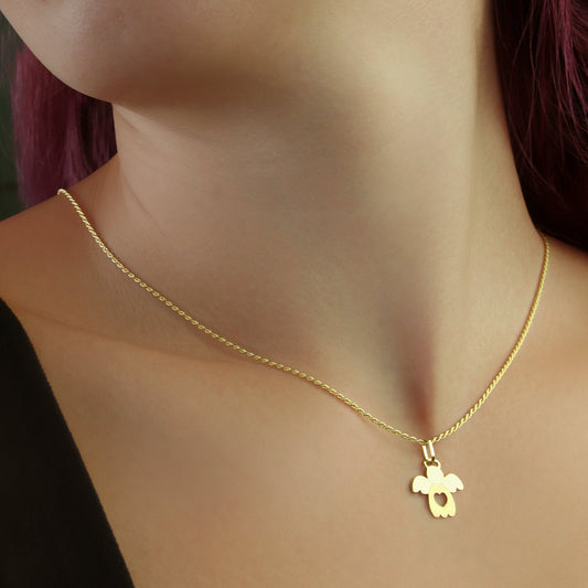 GIOVE MIO: 18kt Yellow Gold Angel Pendant - Protection and Spirituality in an Exquisite Accessory. Elevate your Spirit with Our Exclusive Design!