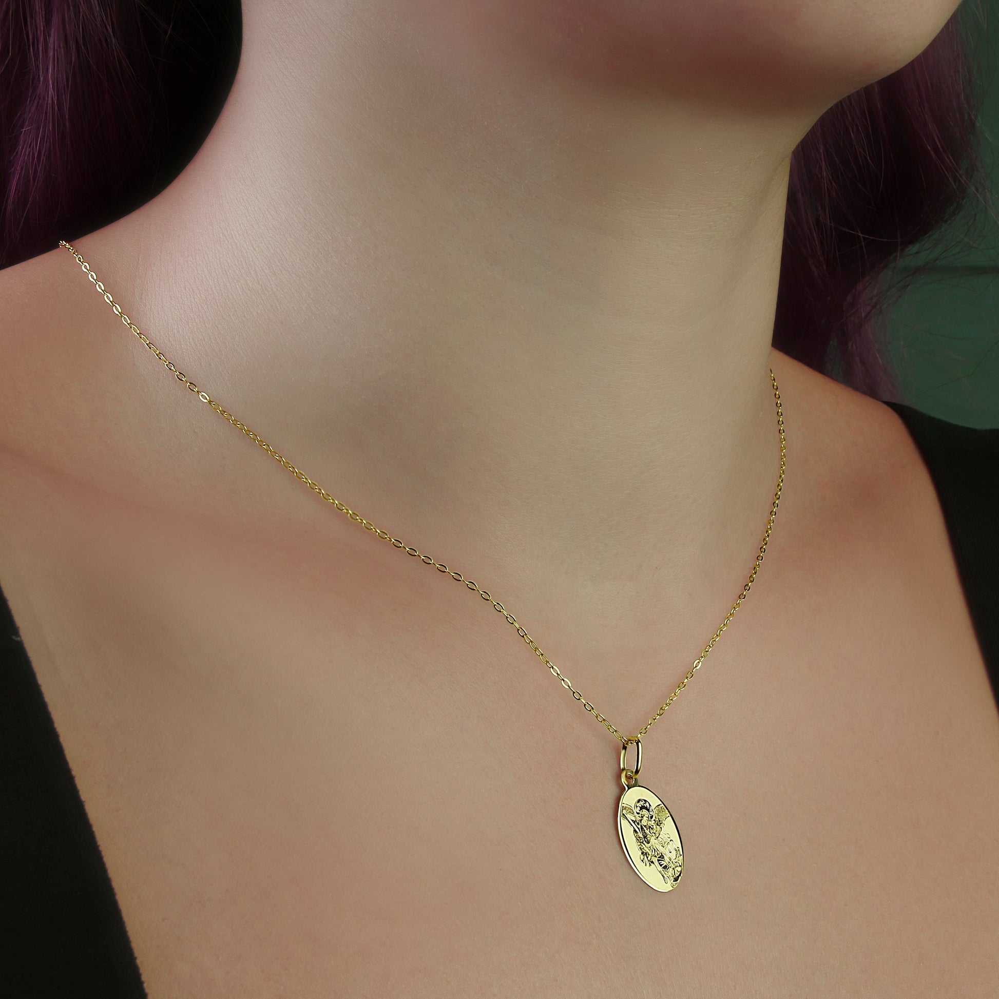 GIOVE MIO: 18kt Yellow Gold Saint Michael Archangel Medal. Divine protection within reach!