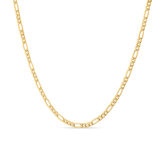GIOVE MIO: 18kt Yellow Gold 50 CM Figaro Chain Necklace. A timeless classic! Add a touch of elegance to your look with this stunning piece. Get yours now!