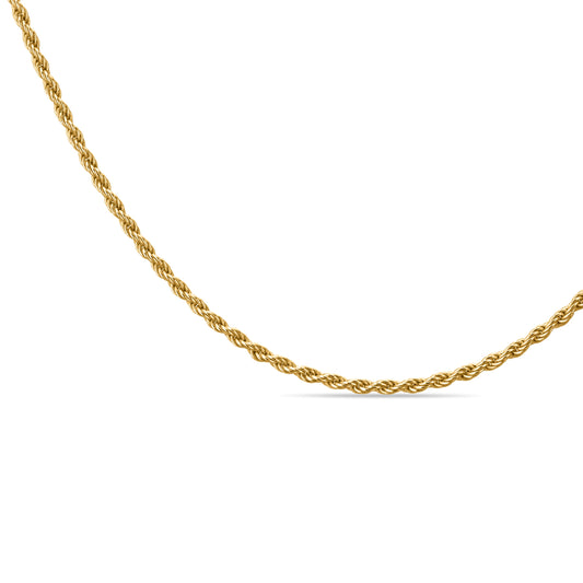 GIOVE MIO: Yellow Gold 18kt Rope Chain Necklace - Shine elegantly with this 45 CM necklace with a lobster clasp! Buy now and shine with style!