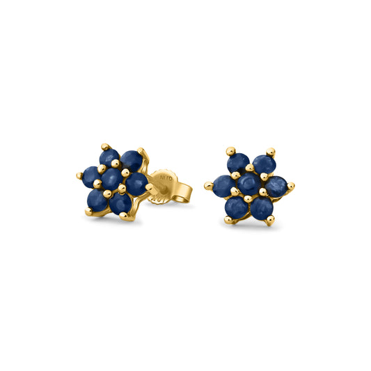 GIOVE MIO Studs en Oro Amarillo de 10Kt con Zafiros Azules. Oro 10Kt / Amarillo / 4.32X8.38X9.40MM