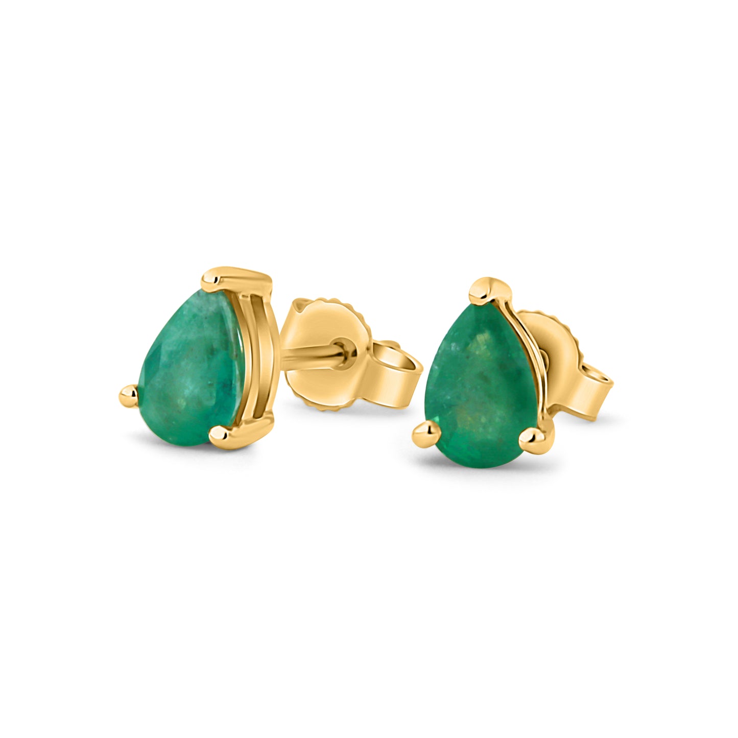 GIOVE MIO Studs en Oro Amarillo de 14Kt con Esmeraldas. Oro 14Kt / Amarillo / 3.81X5.08X6.86MM