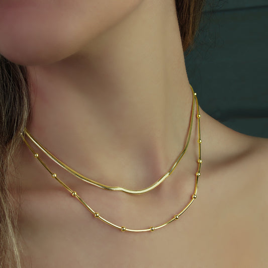 GIOVE MIO: Charismatic Double Necklace in Sterling Silver with 18kt Gold Plating - Stand out with Elegance!
