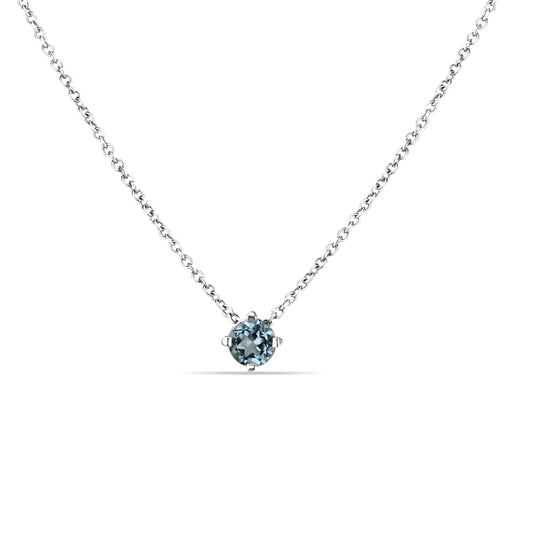 GIOVE MIO: Sky Blue Round Topaz Cable Chain Necklace 0.34CT in 14kt Yellow Gold. Sophistication and elegance in every detail. Make it yours and shine with style!