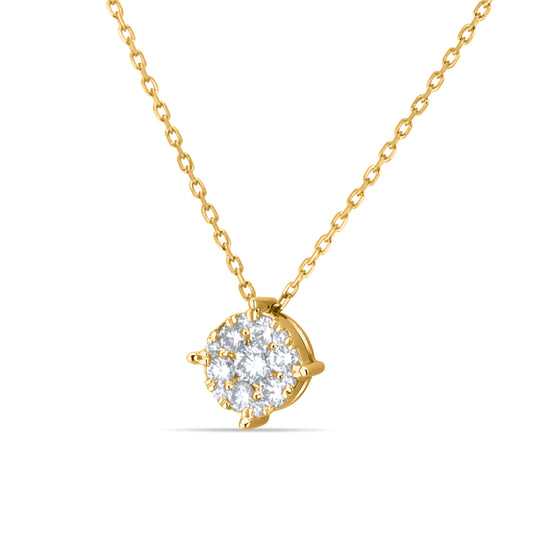 GIOVE MIO: Elevate your style with the 18kt yellow gold Cable Chain Necklace with 6 + 1 pendant and 13 natural Diamonds. Sophistication and elegance in every detail. Make it yours today!
