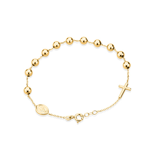 GIOVE MIO Divine Rosary with Miraculous Medal & Cross, 18k Gold, 20.5cm, Loop Clasp