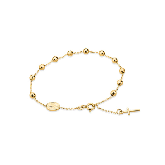 GIOVE MIO Denario con Medalla de La Virgen Milagrosa y Cruz en Oro Amarillo de 18Kt. Oro 18Kt / Amarillo / 3.8MM MED 7X10MM