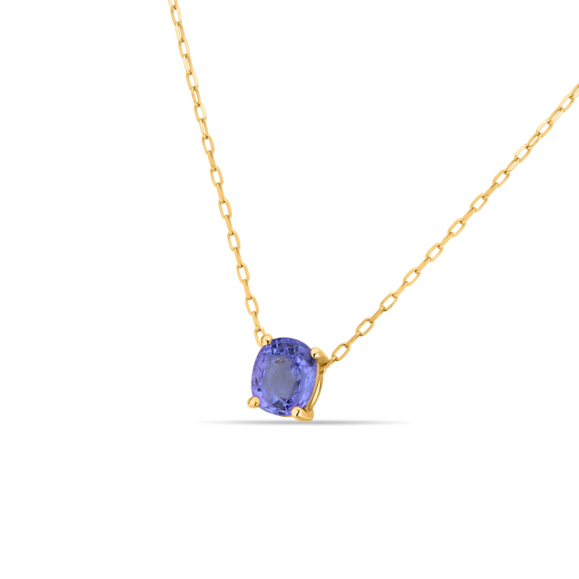 GIOVE MIO Cadena con Dije de Gema en Oro Amarillo de 14Kt con Tanzanita. Oro 14Kt / Amarillo / 4X5MM