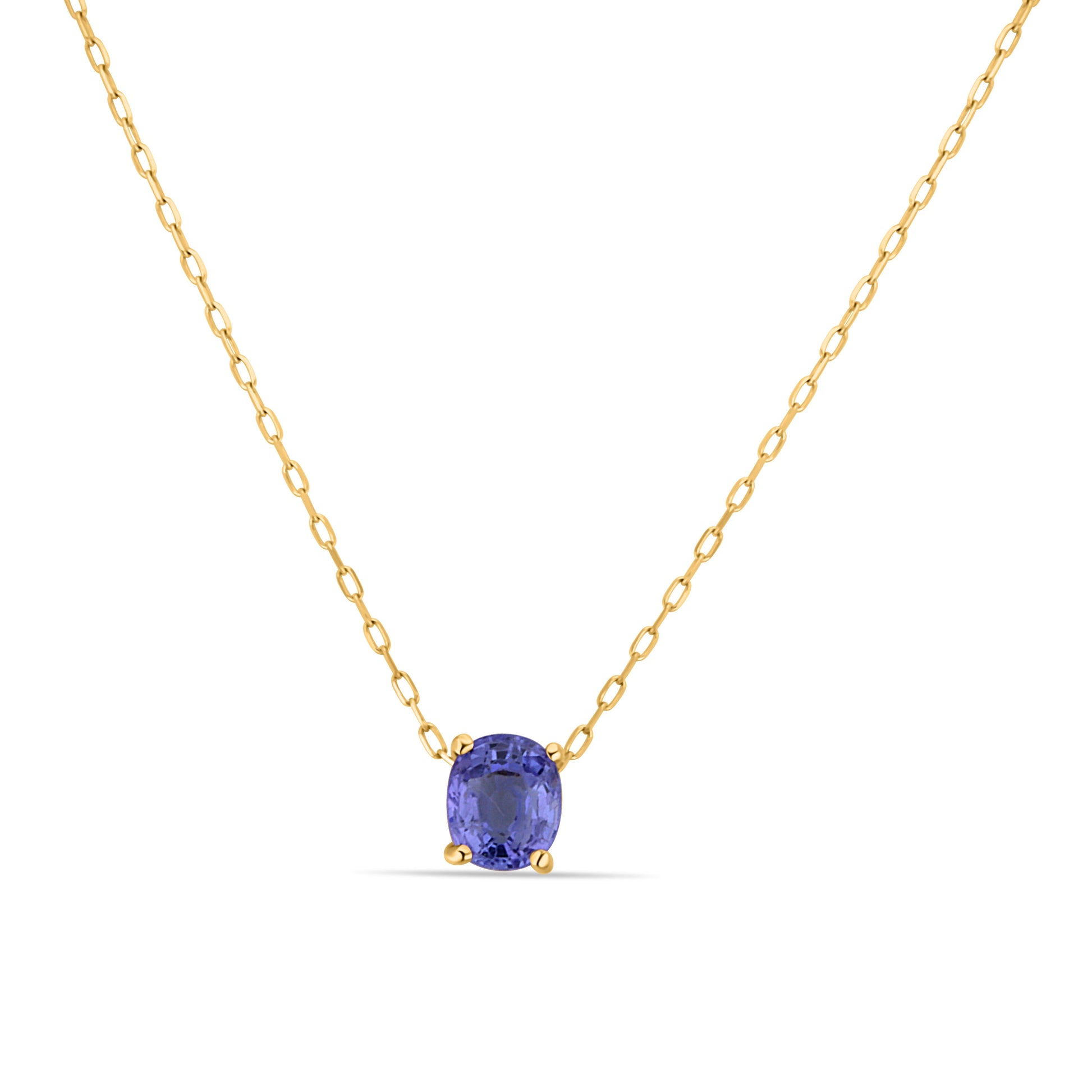 GIOVE MIO Exquisite 14kt Gold Tanzanite Pendant Necklace, 45cm, 0.65ct Oval