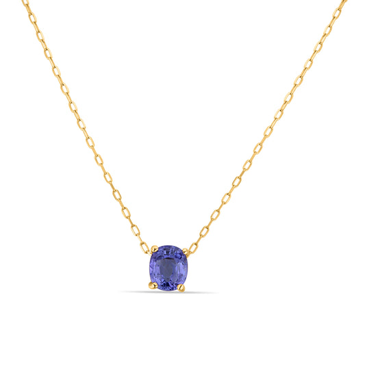 GIOVE MIO Exquisite 14kt Gold Tanzanite Pendant Necklace, 45cm, 0.65ct Oval