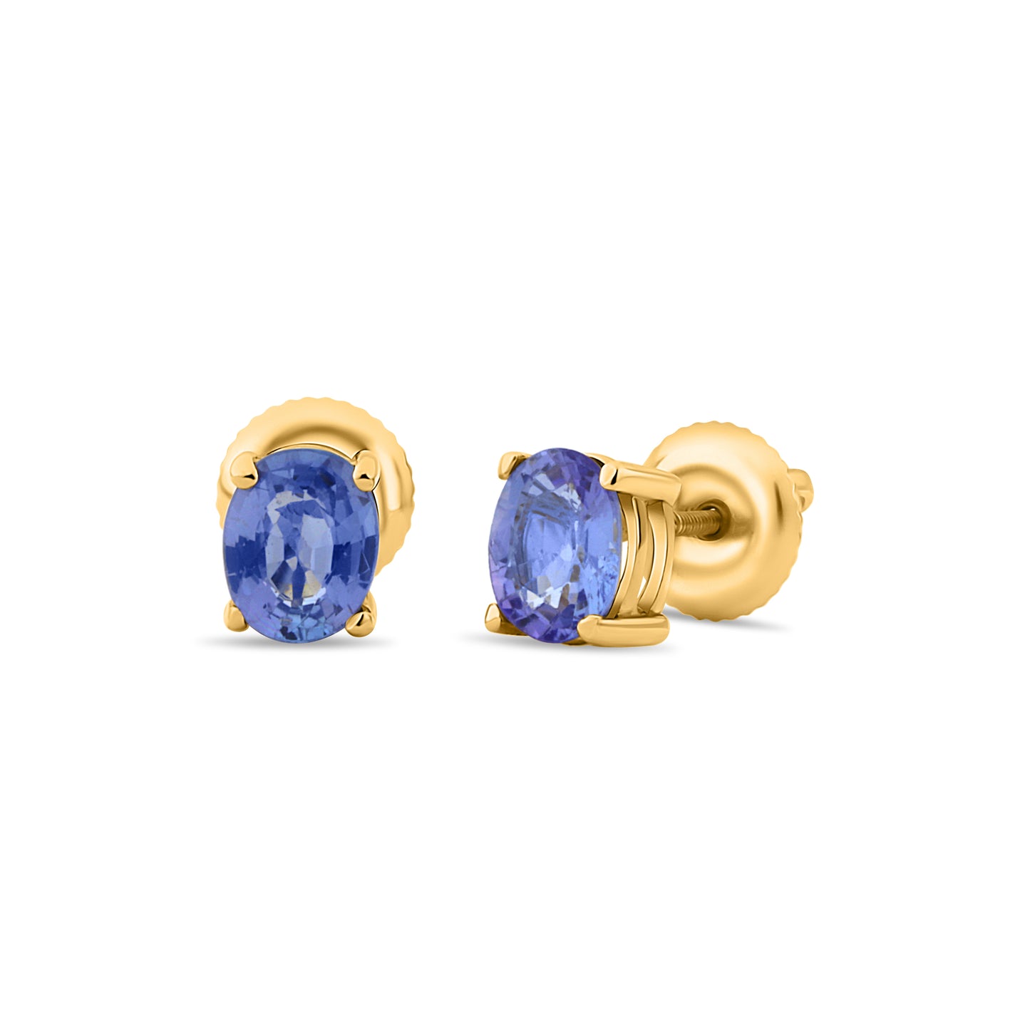 GIOVE MIO Studs en Oro Amarillo de 14Kt con Tanzanitas. Oro 14Kt / Amarillo / 5X6MM