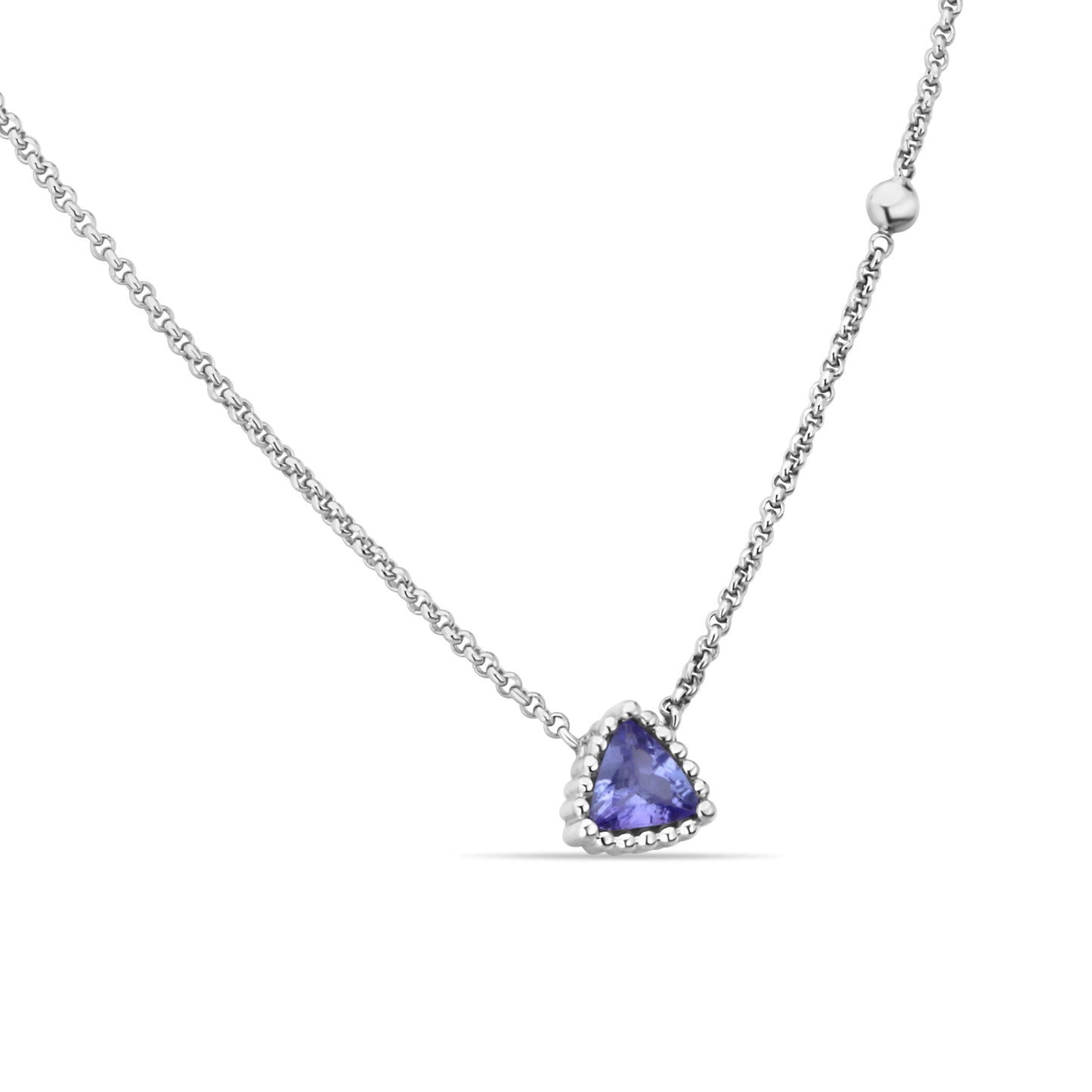 GIOVE MIO Cadena con Dije de Gema en Oro Blanco de 18Kt con Tanzanita. Oro 18Kt / Blanco / 6X6MM