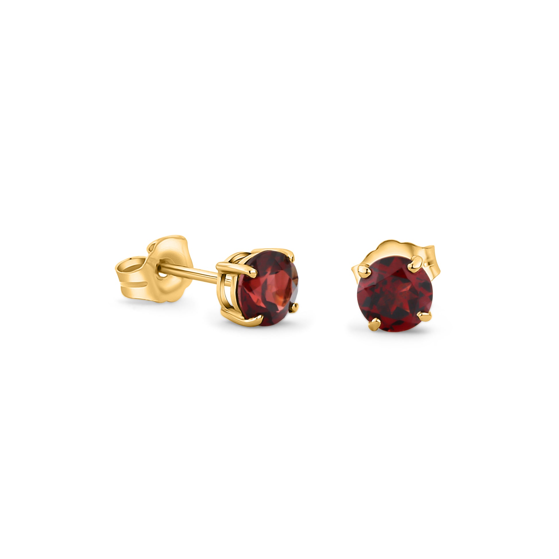 GIOVE MIO Studs en Oro Amarillo de 14Kt con Granates. Oro 14Kt / Amarillo / 5MM