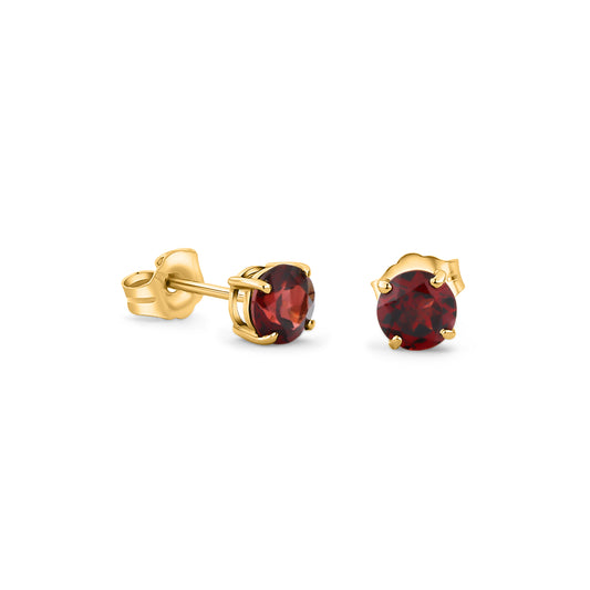 GIOVE MIO Studs en Oro Amarillo de 14Kt con Granates. Oro 14Kt / Amarillo / 5MM