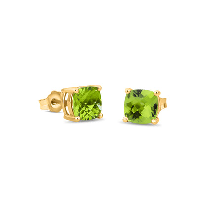 GIOVE MIO Studs en Oro Amarillo de 14Kt con Peridotos. Oro 14Kt / Amarillo / 7X7MM