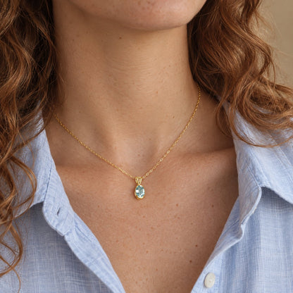 GIOVE MIO Dije de Gema con Dije de Gema en Oro Amarillo de 14Kt con Aguamarina. Oro 14Kt / Amarillo / 8X6MM