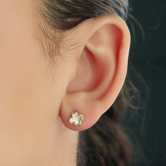 GIOVE MIO 14kt Yellow Gold Diamond Stud Earrings with Butterfly Clasp. Add Elegance to Your Daily Style. Shine Stylishly!