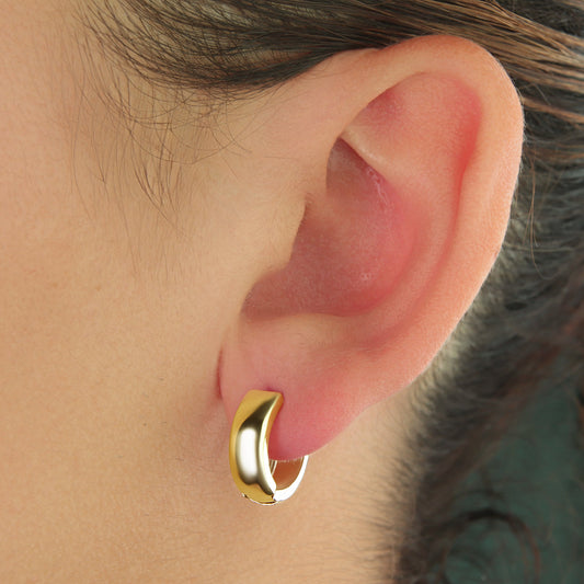 GIOVE MIO 14kt Gold Huggies with Diamonds, Elegant Yellow and White Gold Huggies, Sparkle with Style and Sophistication!