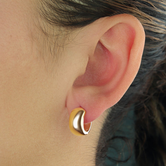 GIOVE MIO Huggies en Oro Amarillo y Blanco de 14Kt. Oro 14Kt / Amarillo y Blanco / DIA 15MMX7.5MM