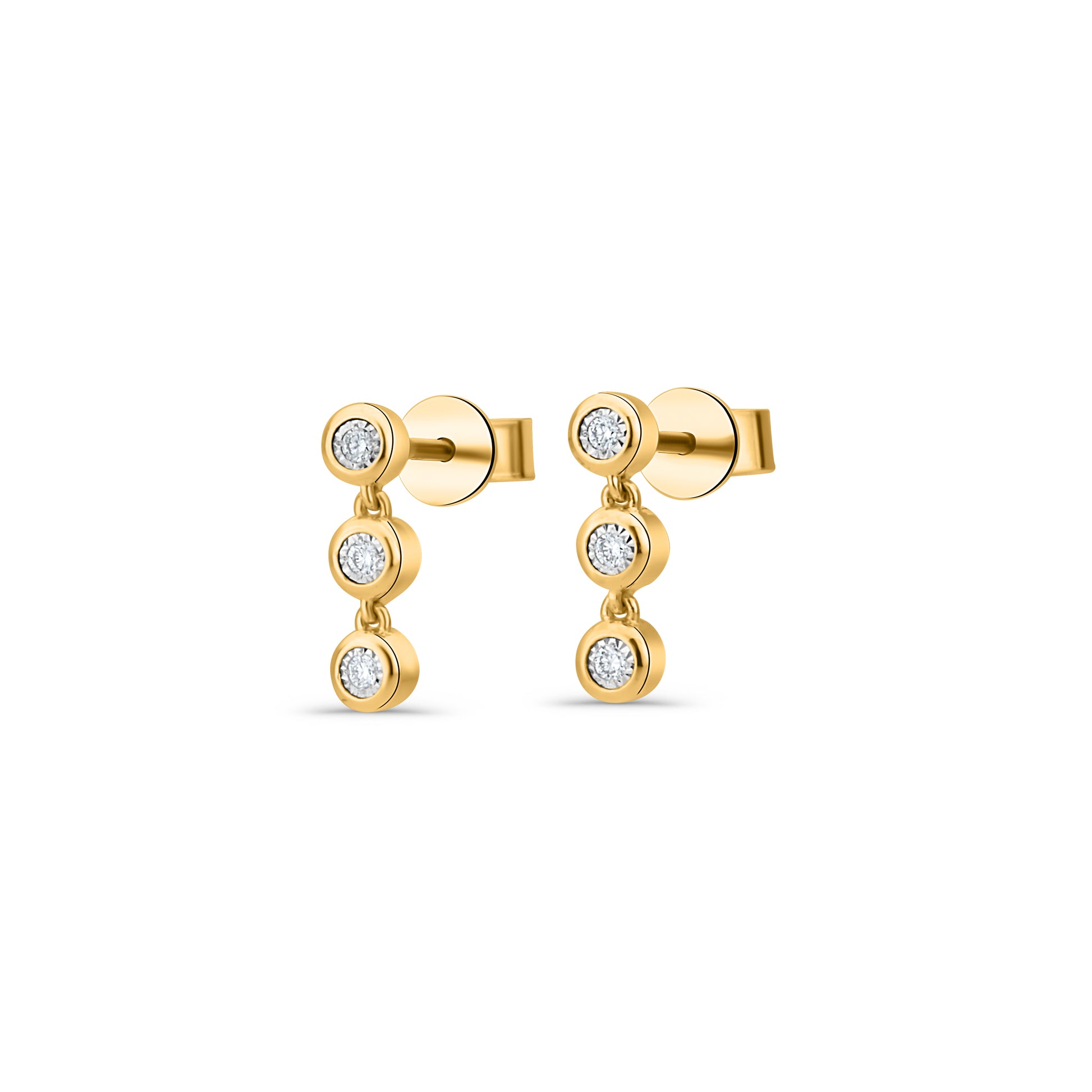GIOVE MIO Aretes Colgantes en Oro Amarillo de 14Kt con Diamantes Naturales. Oro 14Kt / Amarillo / 12X3MM