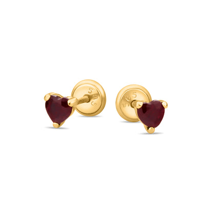 GIOVE MIO Studs en Oro Amarillo de 14Kt con Rubíes. Oro 14Kt / Amarillo / 4.4X4.4MM