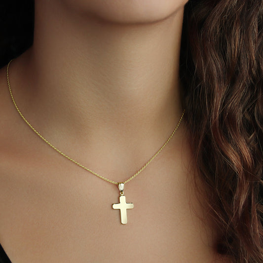 GIOVE MIO 14kt Yellow Gold Cross Pendant with Diamond. Exclusive expression of faith and style. Illuminate your look with this elegant piece!