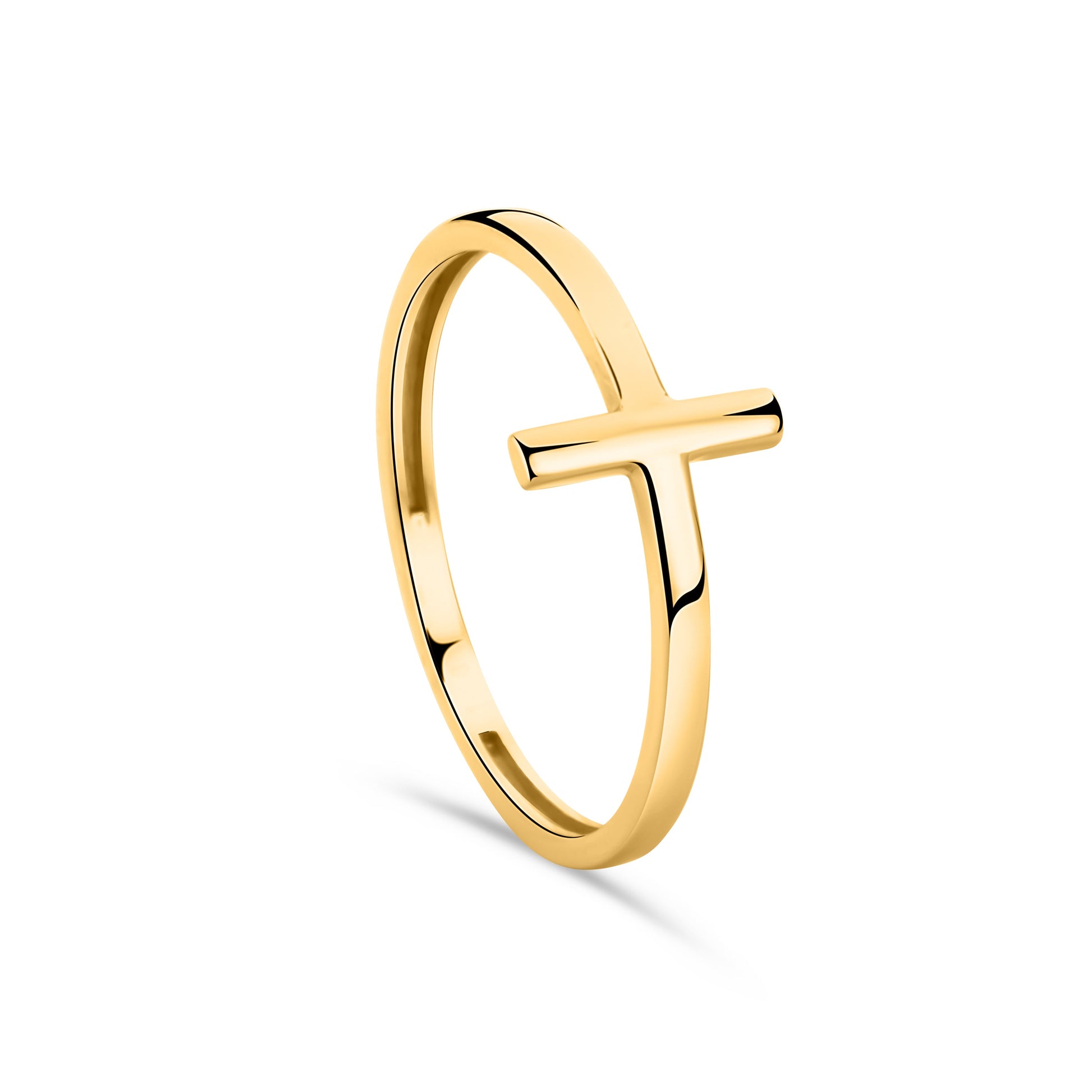 GIOVE MIO 14kt Yellow Gold Religious Ring with Diamond US Size 5 - Unique Jewel for Timeless Radiance. Illuminate Your Style with Elegance!