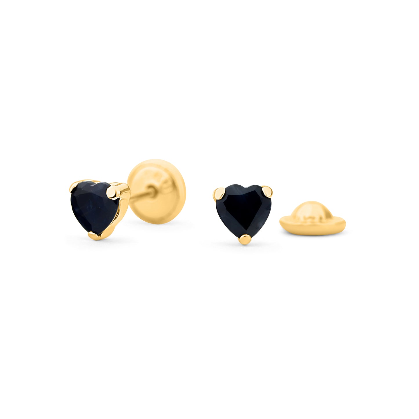 GIOVE MIO Studs en Oro Amarillo de 14Kt con Zafiros Azules. Oro 14Kt / Amarillo / 4.4X4.4MM