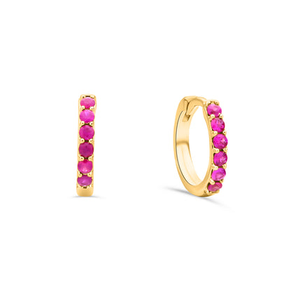 GIOVE MIO Huggies en Oro Amarillo de 14Kt con Rubíes. Oro 14Kt / Amarillo / 11X1.6MM