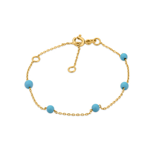 GIOVE MIO Exclusive Turquoise Beaded Pendant 14kt Gold Necklace 11-15 CM with Clasp. Radiate elegance with this unique piece. Elevate your style effortlessly.