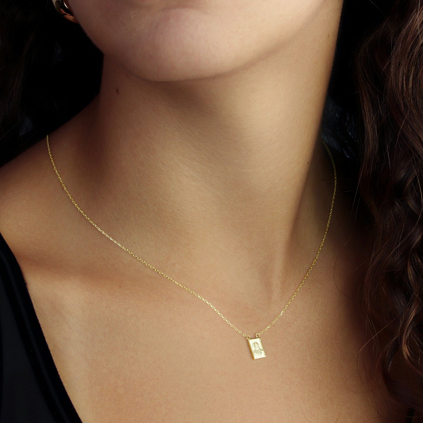 GIOVE MIO Cadena con Medalla de Escapulario en Oro Amarillo de 14Kt. Oro 14Kt / Amarillo / CR 8X8MM ESC 6X10MM