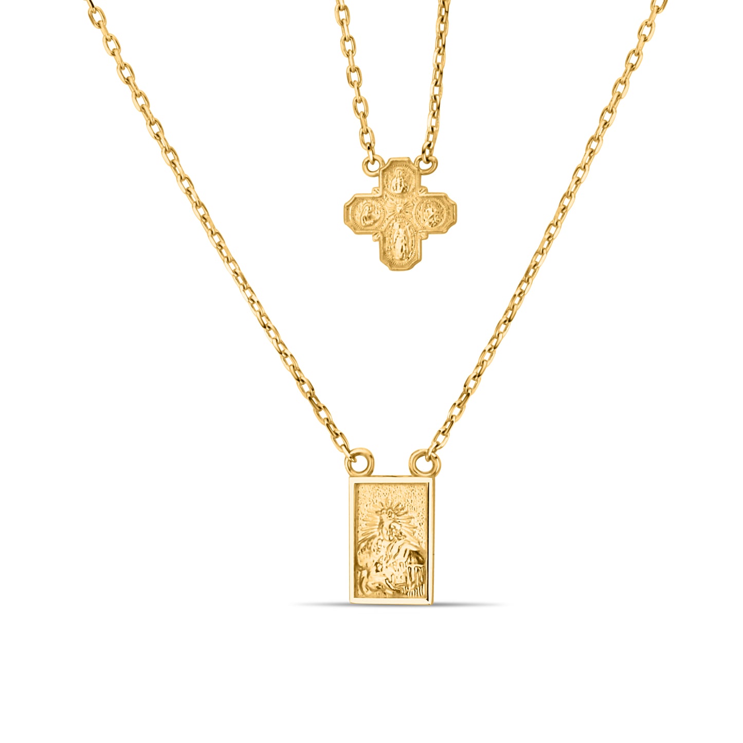 GIOVE MIO Cadena con Medalla de Escapulario en Oro Amarillo de 14Kt. Oro 14Kt / Amarillo / CR 8X8MM ESC 6X10MM