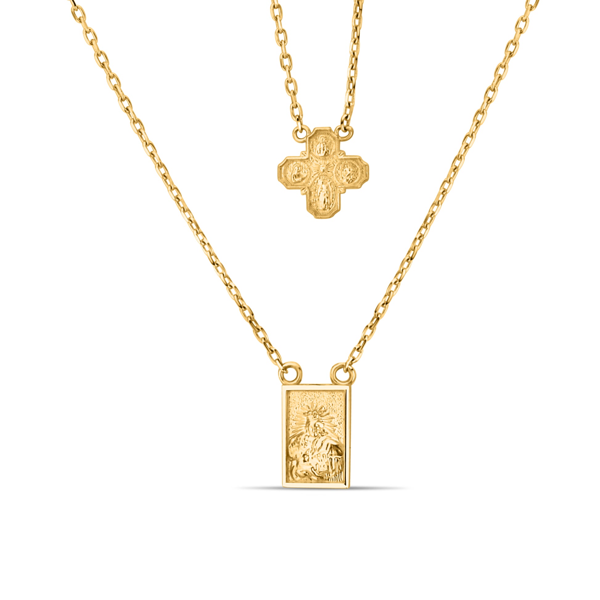 GIOVE MIO Cadena con Medalla de Escapulario en Oro Amarillo de 14Kt. Oro 14Kt / Amarillo / CR 8X8MM ESC 6X10MM