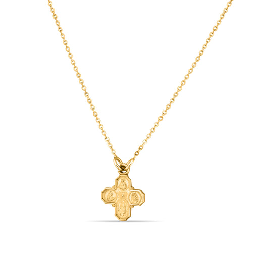 GIOVE MIO 14kt Yellow Gold 45CM Cross Four-Way Medal Pendant Necklace. Showcase Faith Stylishly. Highlight Your Devotion!